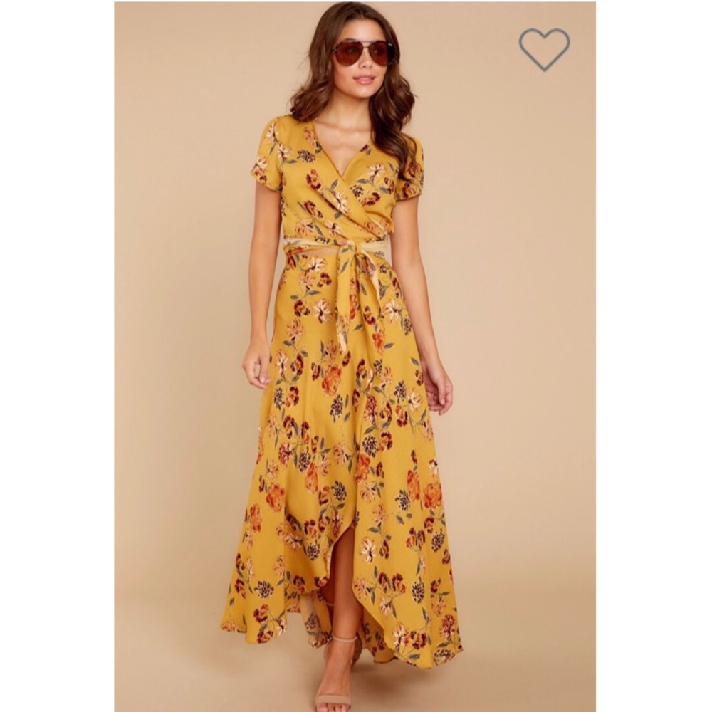 2 piece set-yellow and floral